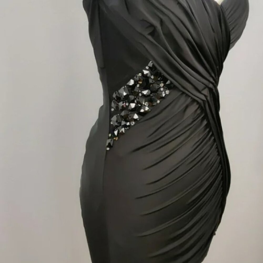 NEW Laundry By Shelli Segal Beaded Wrap Cocktail Dress